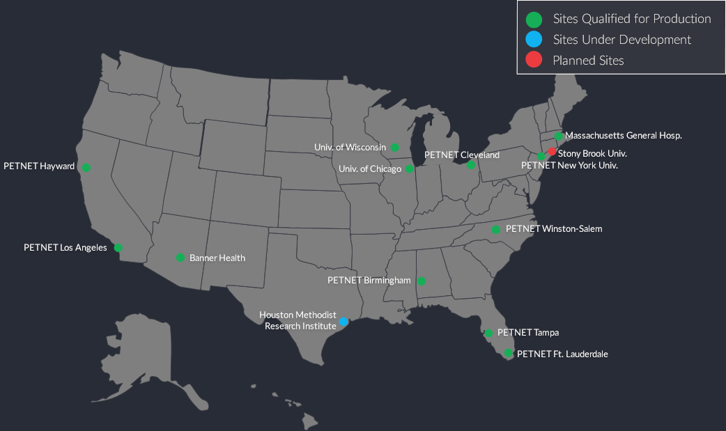map of Production Sites: United States