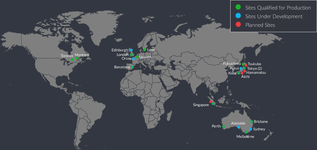 Map of Production Sites: Outside United States